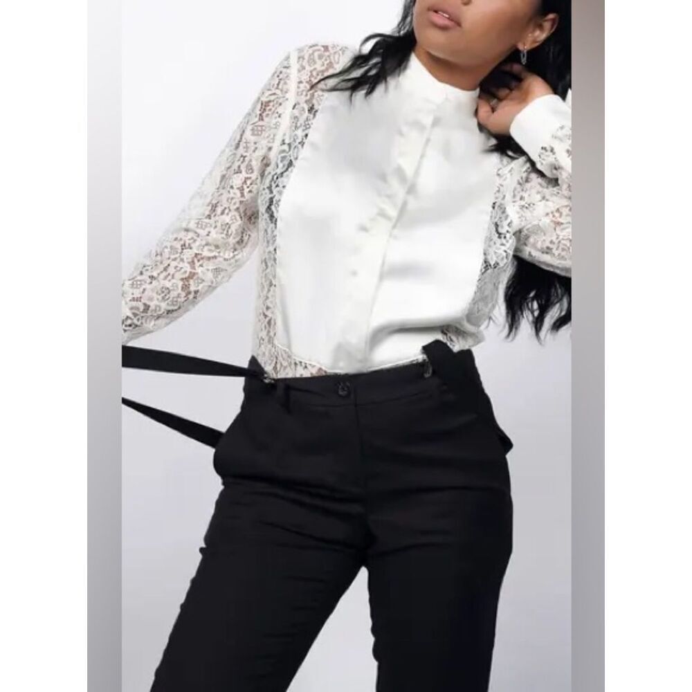 Nordstrom Wildfang The Empower Lace Long Sleeve Tuxedo Button Up